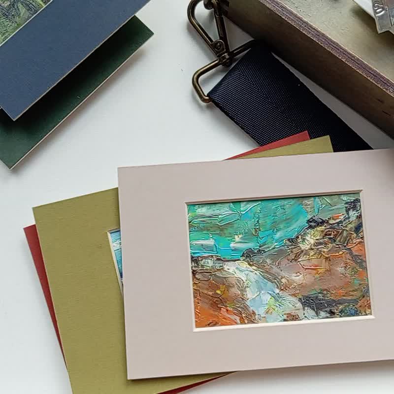 ACEO 原创艺术油画风景。收藏级微型 2.5x3.5 英寸 - 墙贴/壁贴 - 纸 多色
