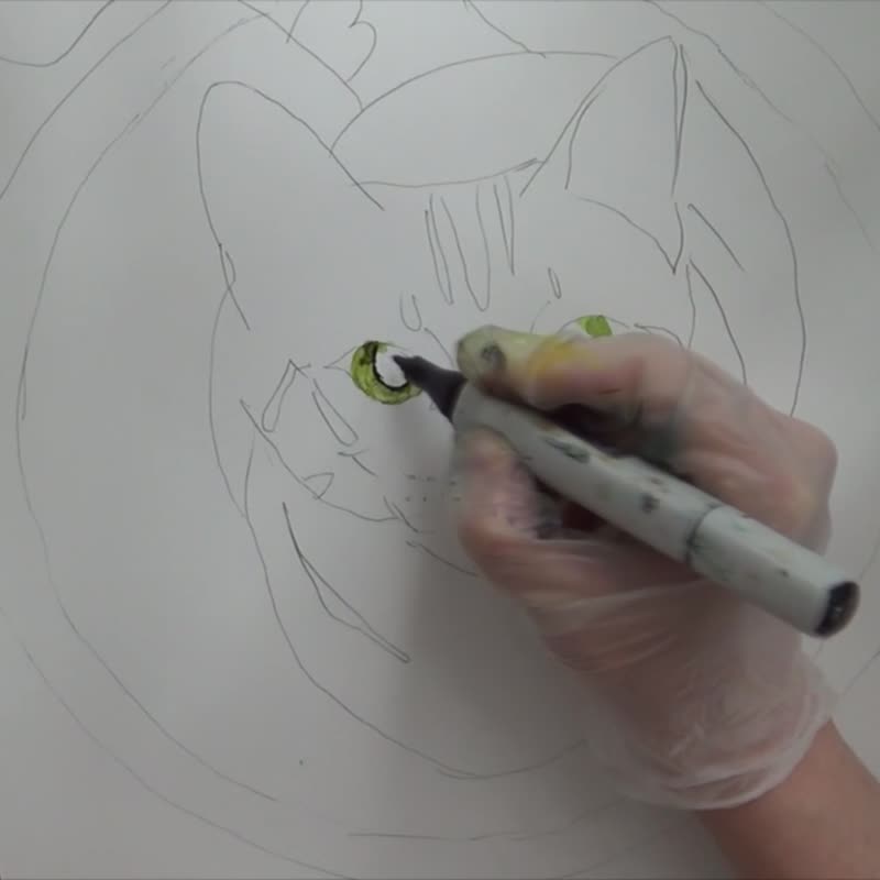 猫咪肖像画 原创美丽的猫咪个性化的宠物肖像画 - 墙贴/壁贴 - 其他材质 