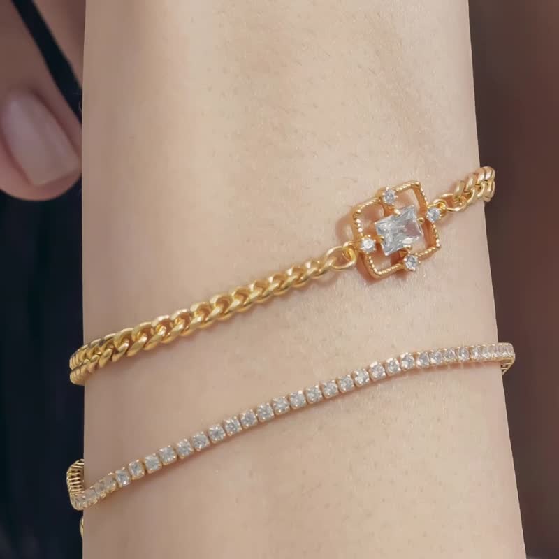 Tank 闪耀坦克手链 |14K注金 | 包邮 | Belinda轻珠宝 - 手链/手环 - 铜/黄铜 金色