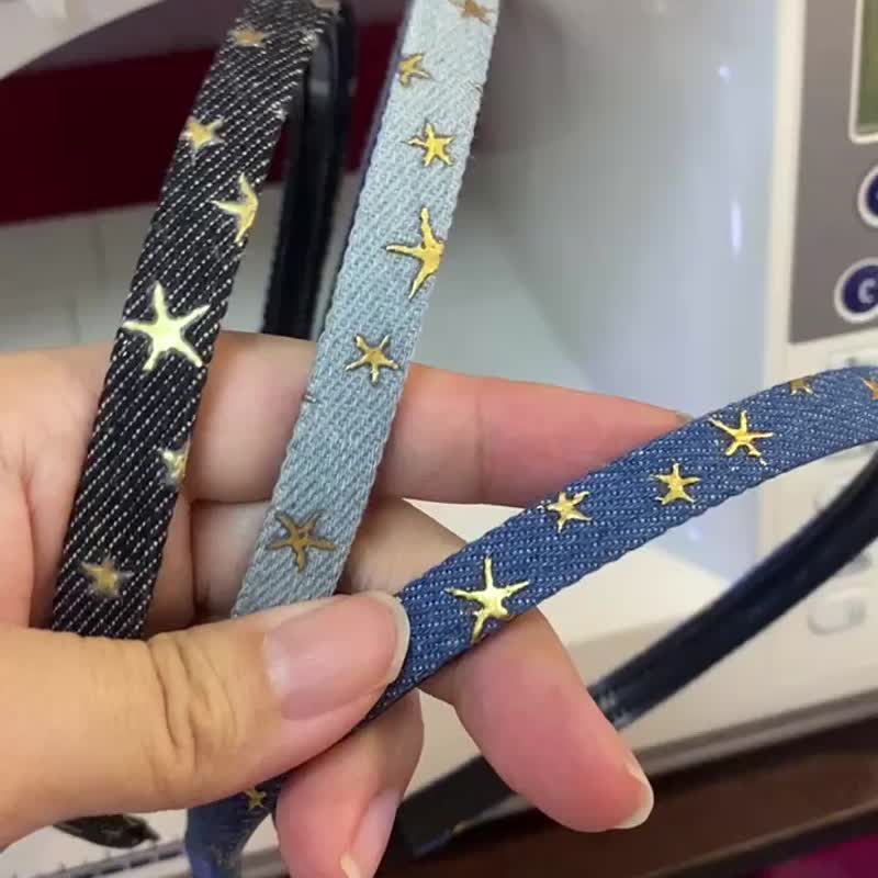 C-超舒适发箍/发圈 - 发箍发圈发带蝴蝶结类 牛仔星星 - 发带/发箍 - 其他材质 多色