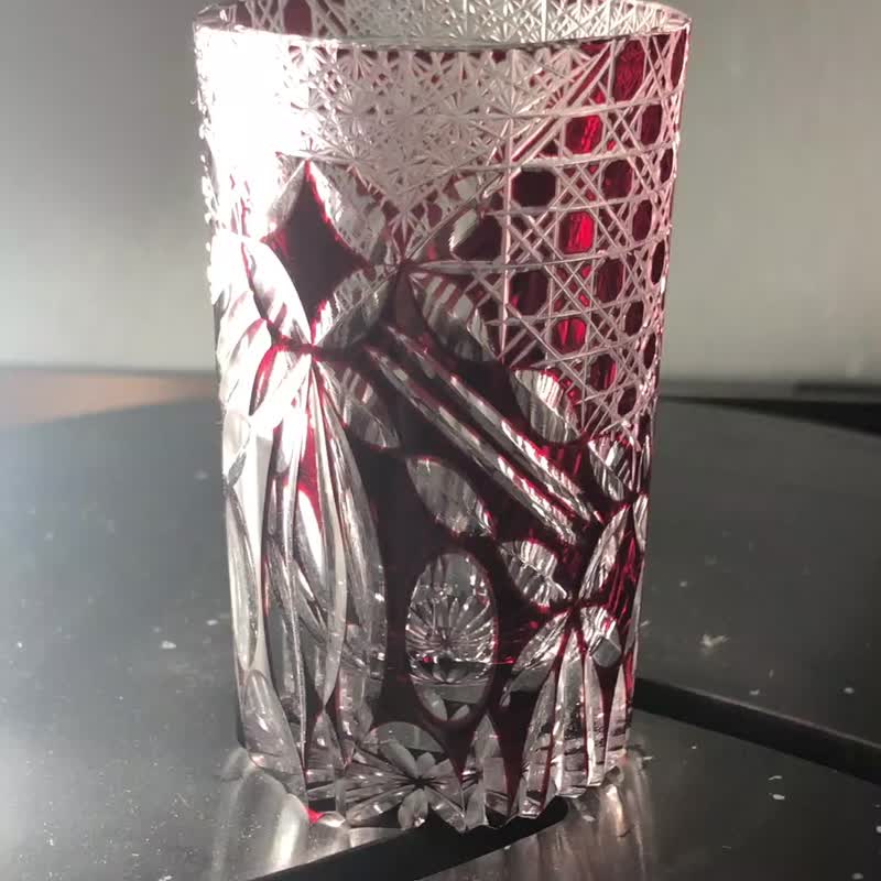 春季玻璃装饰 春色 切子/小酒杯/礼物/礼品/设计/高品质/切子艺术家/切子工匠 - 玻璃杯 - 玻璃 红色