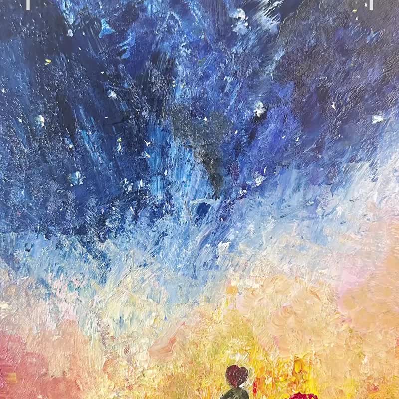 属于您的那颗星 油画 5F 无框 - 墙贴/壁贴 - 棉．麻 