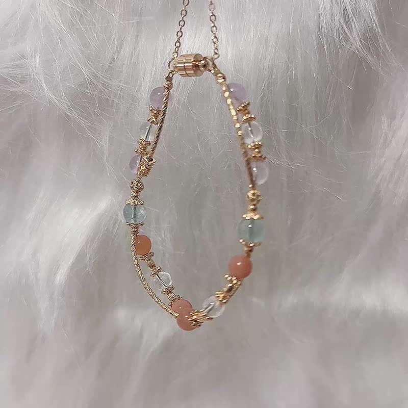 天然水晶 太阳石 白水晶 海蓝宝 薰衣草紫晶 水晶手链 - 手链/手环 - 水晶 