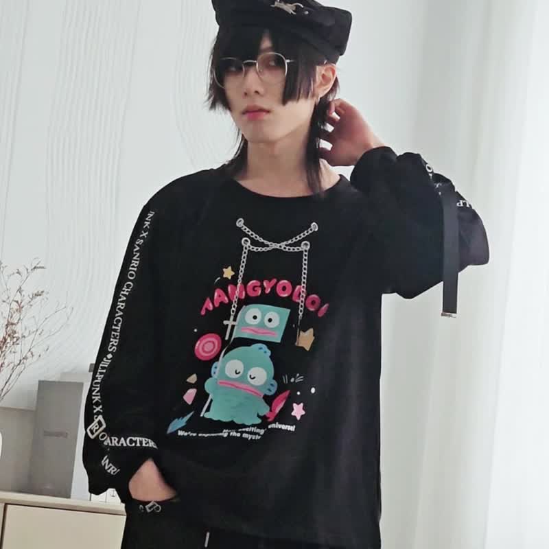 原创三丽鸥SANRIO人鱼汉顿十字架铁链织带造型长袖圆领T恤JJ5084 - 男装上衣/T 恤 - 棉．麻 