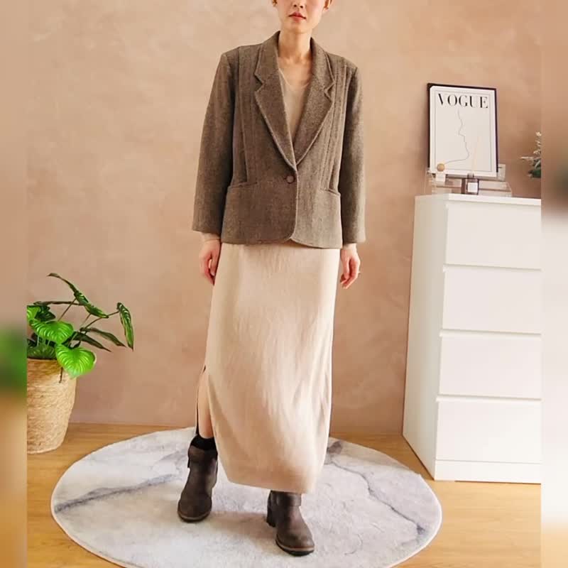 古董毛料外套【日本古董衣】永续是最奢华的精品 - 女装西装外套/风衣 - 羊毛 咖啡色