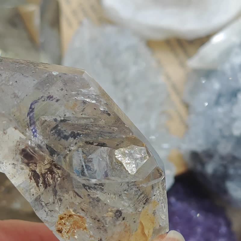 天然双尖闪灵钻|活动黑沙|能量石|冥想水晶|最佳疗愈水晶 - 摆饰 - 水晶 