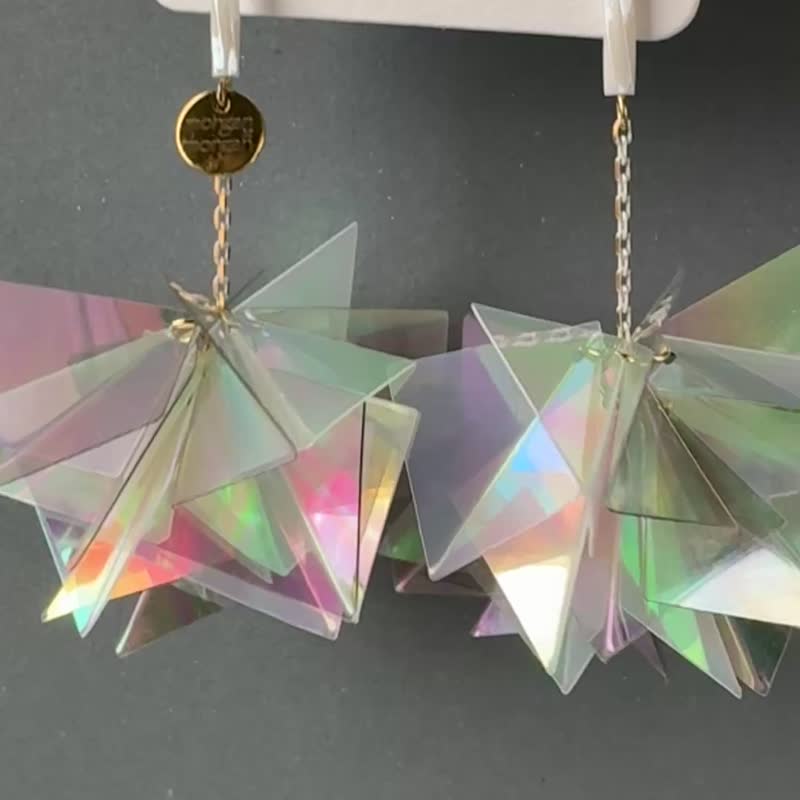 灰绿x极光白 - 耳环/耳夹 - 塑料 白色