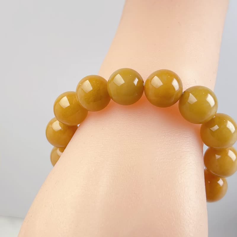 黄翡翡翠手珠手链 | 天然缅甸玉A货翡翠 |  送礼 - 手链/手环 - 玉石 黄色