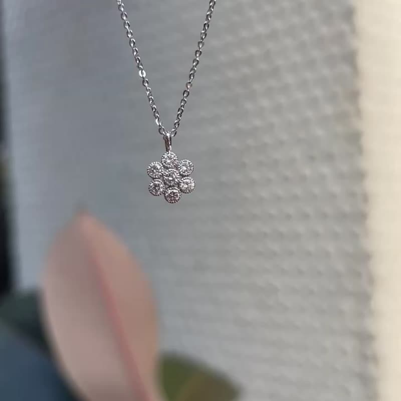 铂金花钻项链 - 项链 - 贵金属 银色