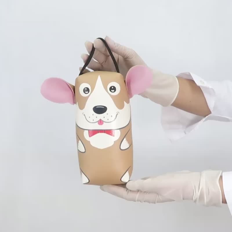 Corgi pencil pouch bag,make up case, handmade bag for every day essentials. - 其他 - 人造皮革 咖啡色