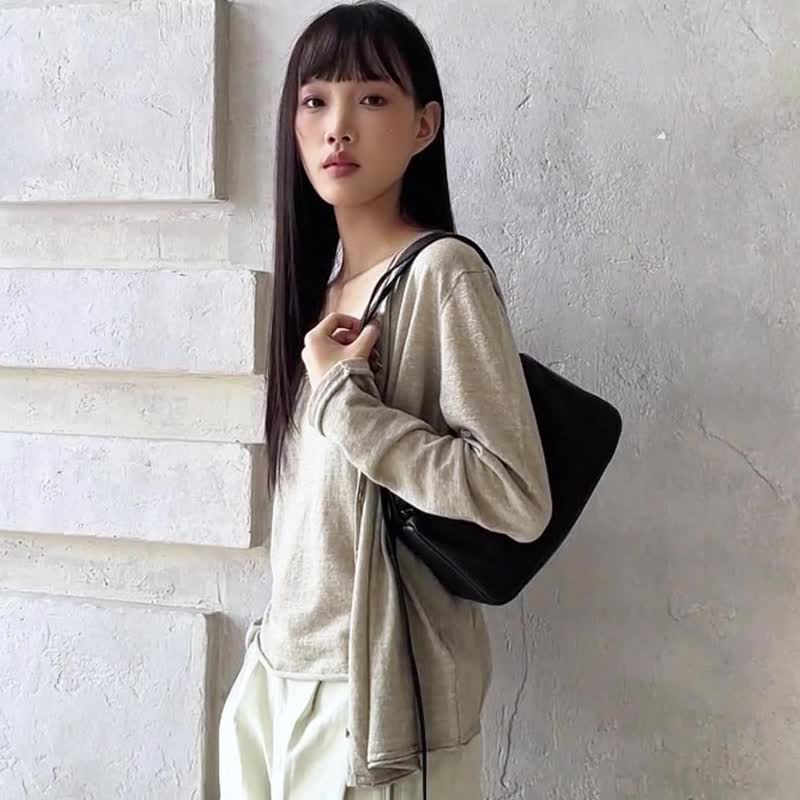 sobag简约气质真皮高级感单肩斜挎枕头包女ins文艺通勤手拎腋下包 - 侧背包/斜挎包 - 真皮 咖啡色