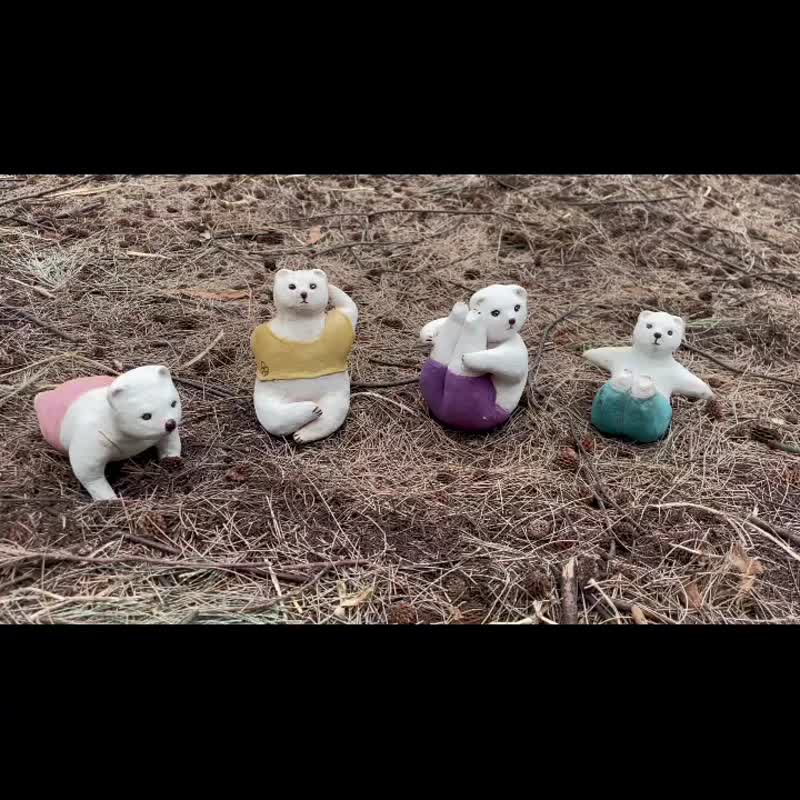 马卡龙瑜珈熊系列ㄧ - 玩偶/公仔 - 陶 蓝色