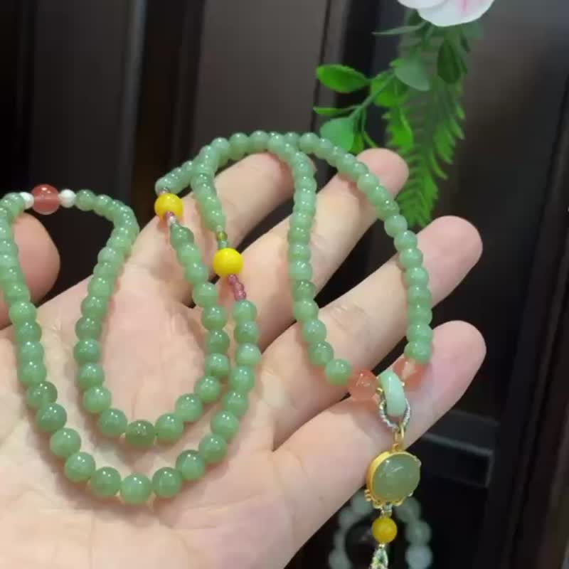 秒杀价 和田玉碧玉毛衣链吊坠 - 项链 - 玉石 