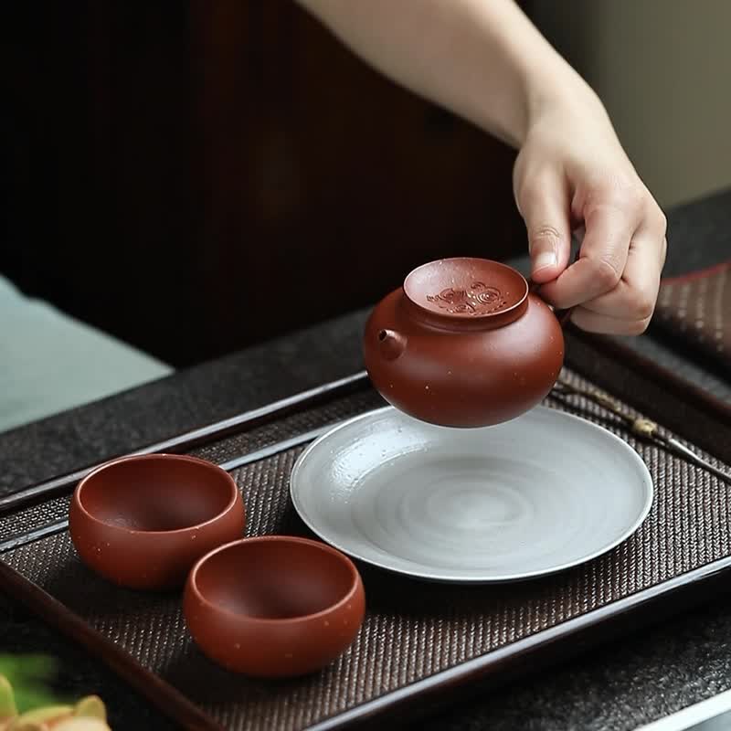 藏  系列藏云 国潮小众茶具宜兴紫砂壶纯手工名家大师茶器140cc - 茶具/茶杯 - 陶 红色