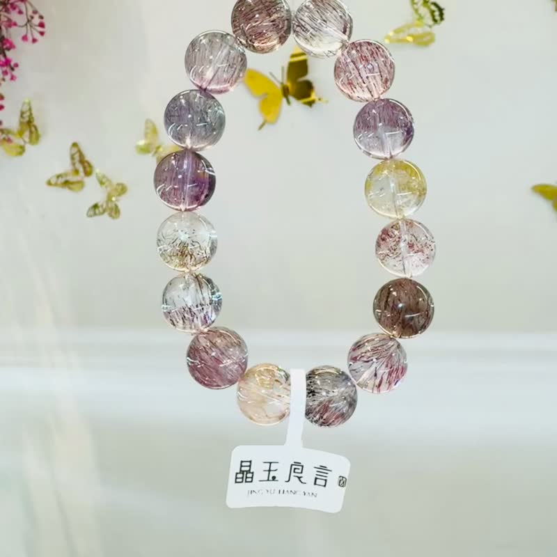 春夏仙女透闪彩超七12.5mm45.03g透体三轮骨干水晶冰淇淋彩串 - 手链/手环 - 水晶 多色