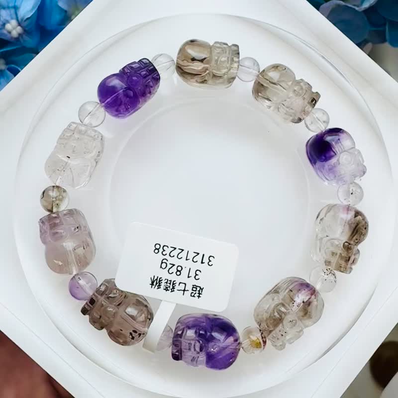 天然超七貔貅32.82g招财人缘贵人缘三轮骨干水晶招财旺福 - 手链/手环 - 水晶 紫色