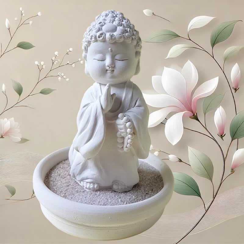净念吉祥小佛之初心 - 圭藻扩香石小盘套组 居家香氛 佛艺与香氛 - 香薰/精油/线香 - 其他材质 白色