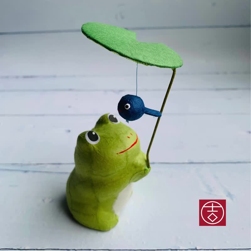 雨天也让人开心-福蛙与金鱼-和纸吉祥物 - 摆饰 - 纸 