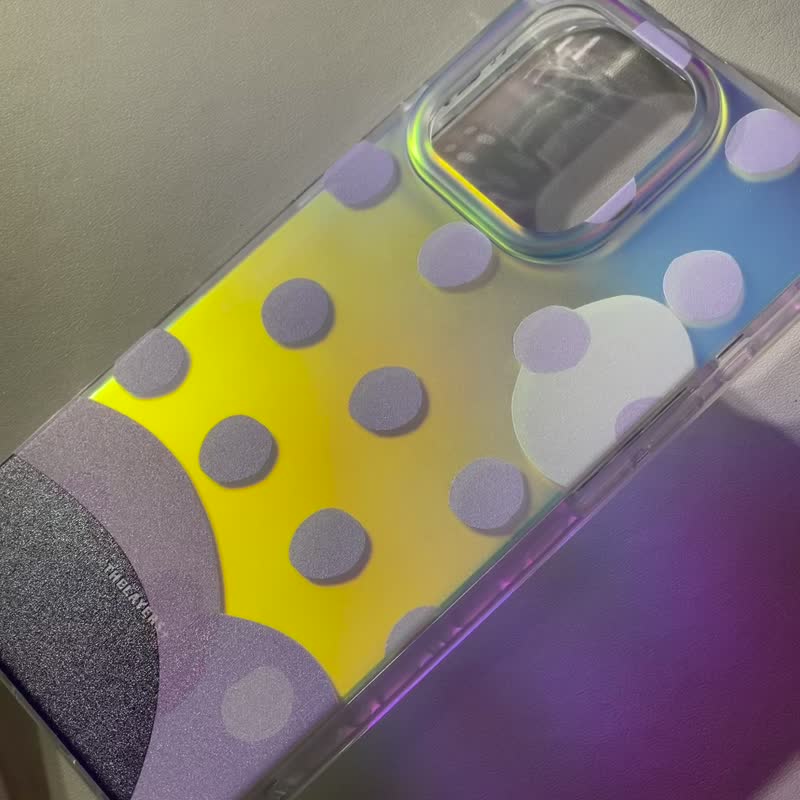 iPhone 17 全包渐变幻彩 | 紫色圆波点可爱图案|透明防摔软手机壳 - 手机壳/手机套 - 塑料 紫色