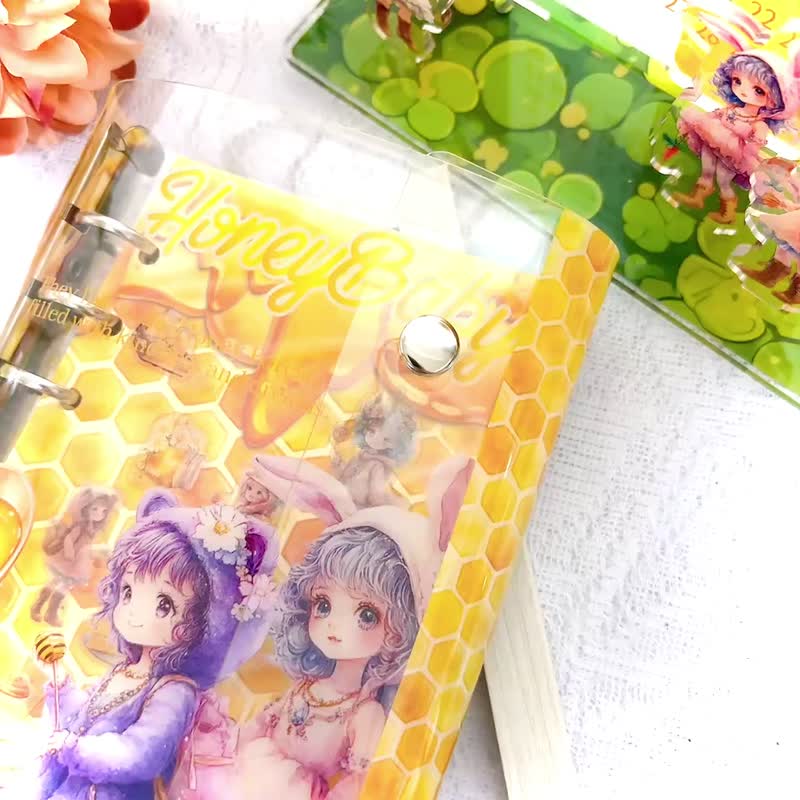 Honey Baby PVC 活页夹 (贴纸簿)，内附 10 张透明内页 - 笔记本/手帐 - 防水材质 黄色