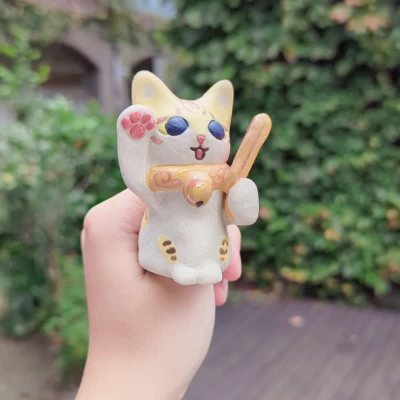 布袋橘猫 - 陶艺招财猫 | 幸运七福猫 | 送礼最佳选择 - 玩偶/公仔 - 陶 橘色