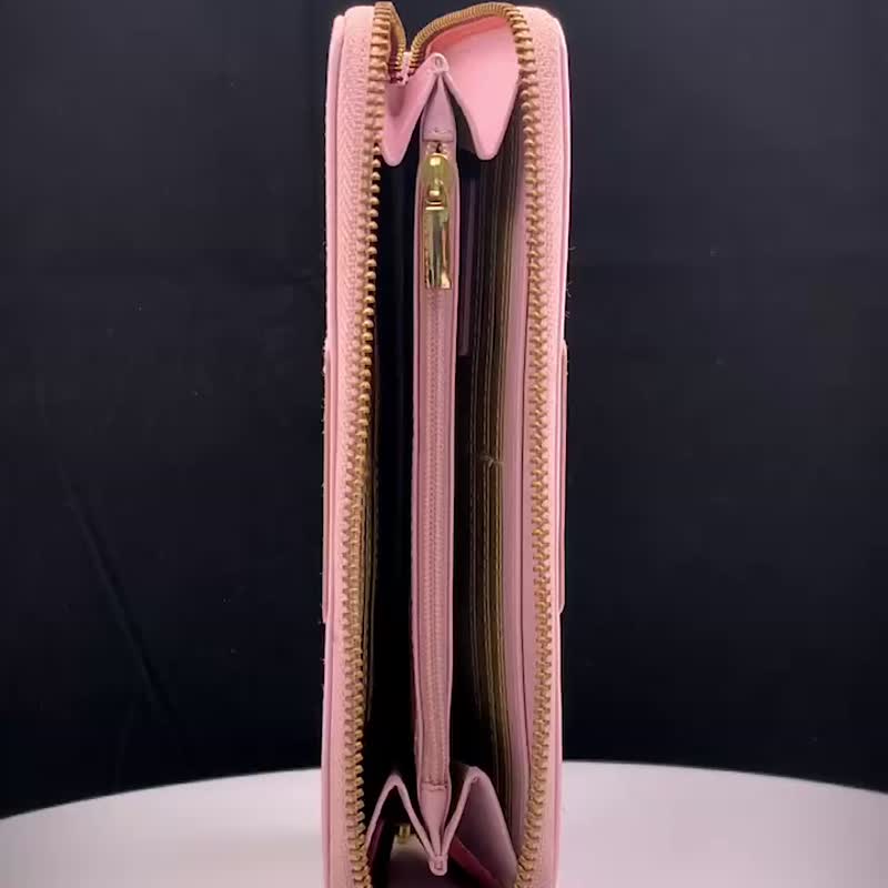 CROSS 限量1折 顶级小牛皮链长夹 全新专柜展示品 粉色 - 皮夹/钱包 - 真皮 粉红色