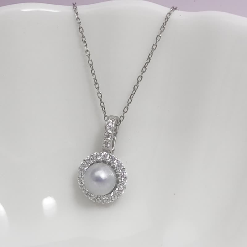 太阳花 天然海水珍珠 akoya 真多麻 万能扣 吊坠 赠纯银项链 - 项链 - 珍珠 透明