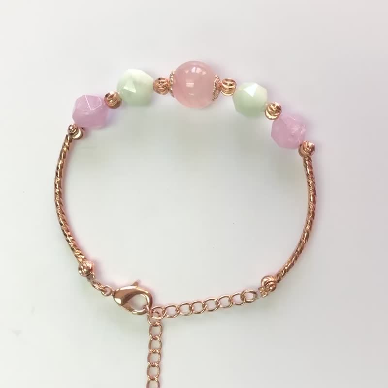 甜美心情 紫水晶 粉晶 海纹石  水晶手链 天然石 生日礼物 爱情运 - 手链/手环 - 水晶 白色
