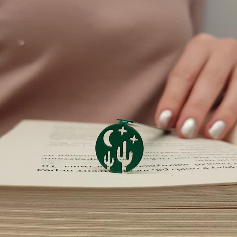 书签“沙漠之夜”| 送给爱书人的精致小礼 - 书签 - 其他金属 绿色