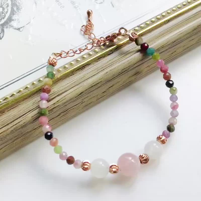 真姻缘 爱情运  碧玺 粉晶  月亮石 水晶手链 天然 - 手链/手环 - 水晶 多色