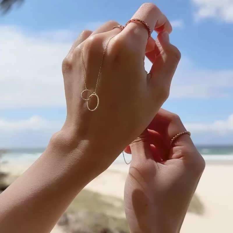 【麻花花圈】纯银项链 - 项链 - 其他金属 金色