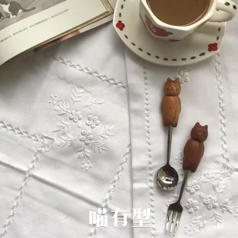 喵有型可爱猫咪木碗日式家用水果沙拉点心坚果儿童小木碗手工雕刻 - 碗 - 木头 咖啡色