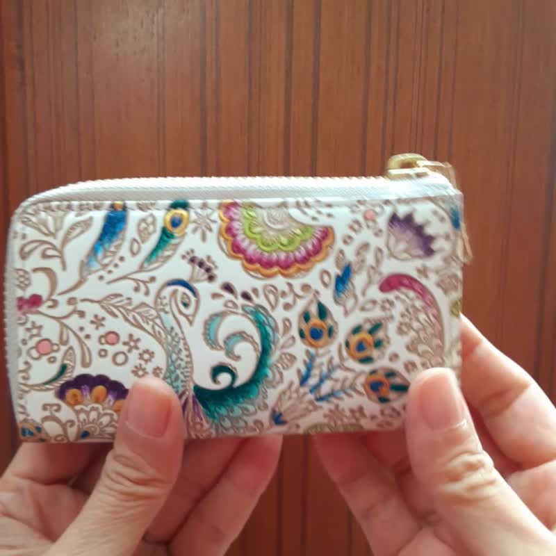 Pinkoi 限定 钥匙包 孔雀 - 钥匙链/钥匙包 - 真皮 多色