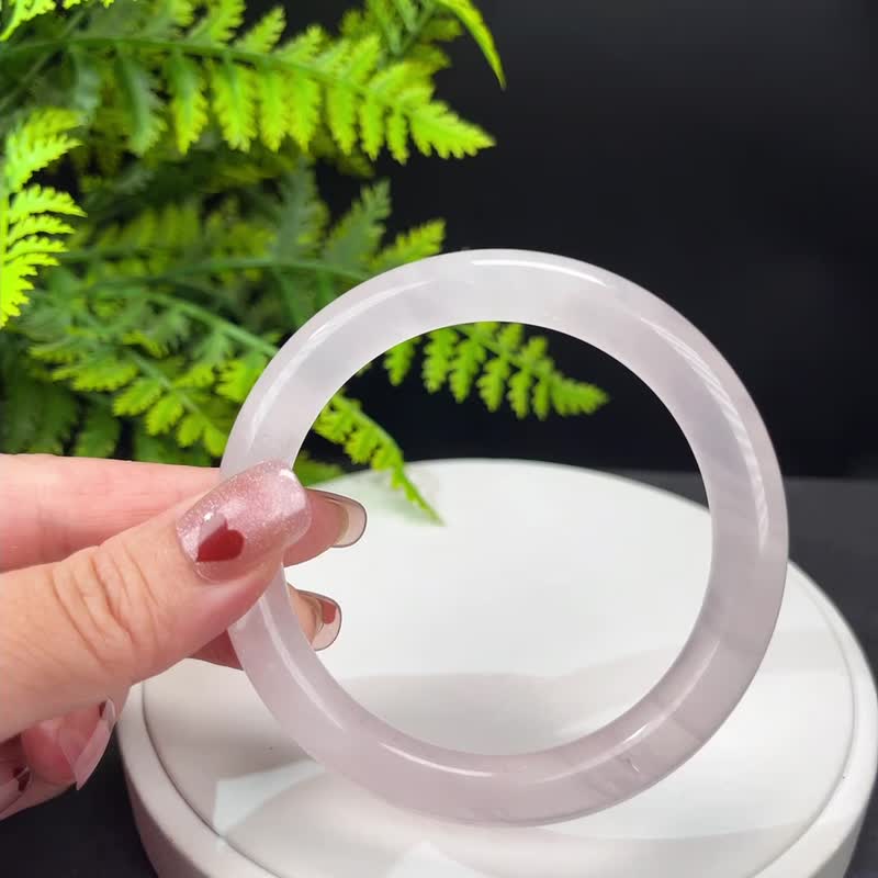 精品 粉晶手镯 61+MM 冰透星光闪片浅粉色玫瑰石英手环 温柔粉嫩 - 手链/手环 - 水晶 粉红色