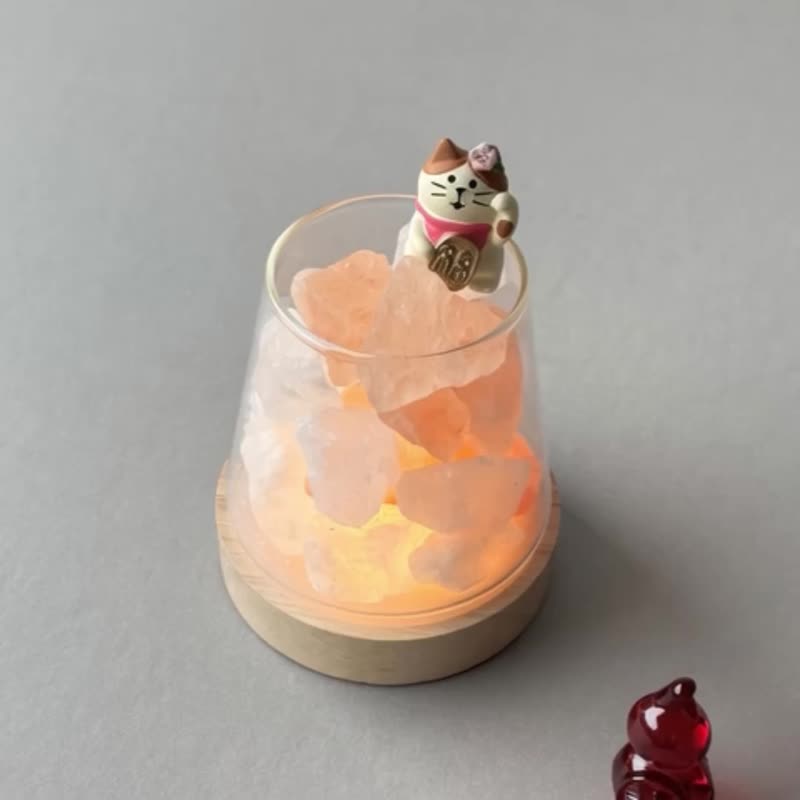 圣诞礼盒  招财猫盐灯 | 好事 正在发生 - 香薰/精油/线香 - 水晶 红色