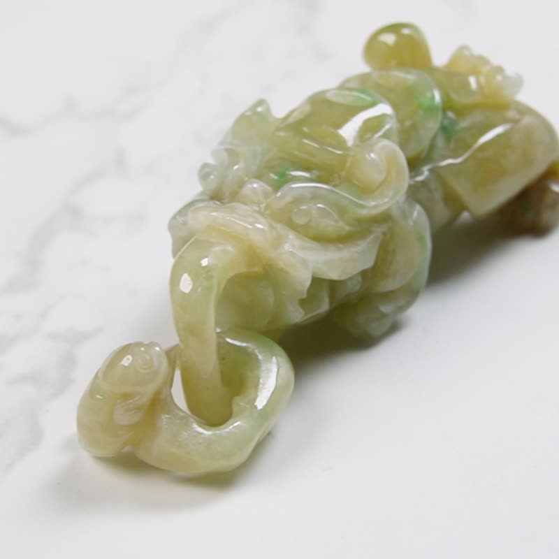 【招财神兽】三彩翡翠貔貅项链 | 天然缅甸玉翡翠A货 | 送礼 - 项链 - 玉石 绿色