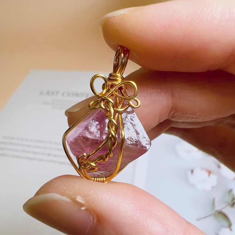 织舞 紫萤石 金属编织 吊坠 项链 - 项链 - 水晶 紫色