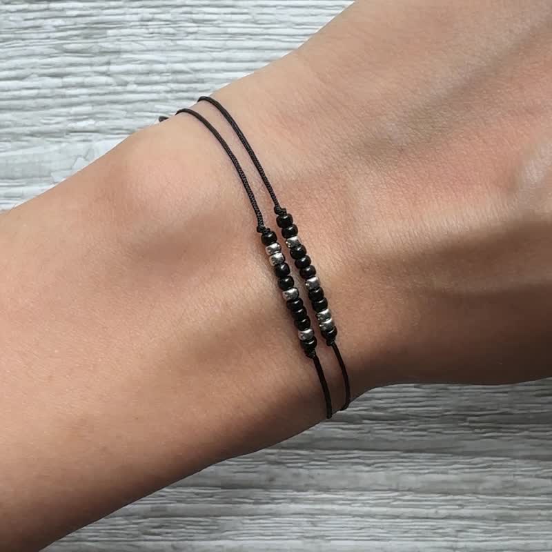 ESTP 企业家 摩斯密码手链 | MBTI 摩斯密码 | 勇敢行动者礼物 - 手链/手环 - 其他材质 黑色