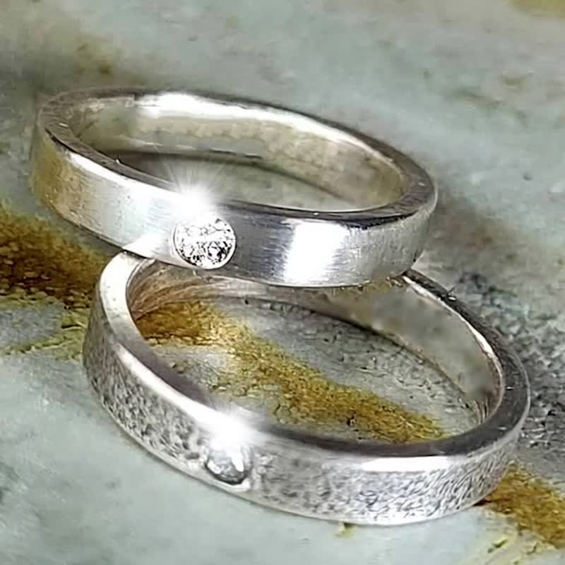 【Captain Flint银饰】永续CVD钻石纯银戒指 999纯银 手作戒指 - 戒指 - 钻石 白色