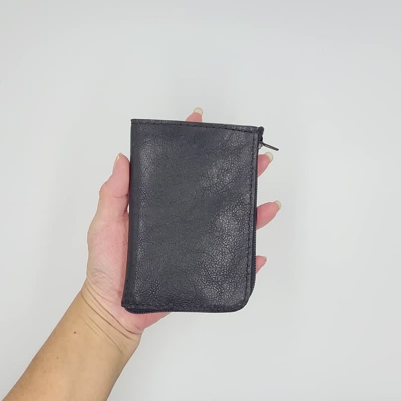 L型拉链短夹 荔枝红  黑色  交换礼物首选 YKK拉链 - 皮夹/钱包 - 真皮 红色