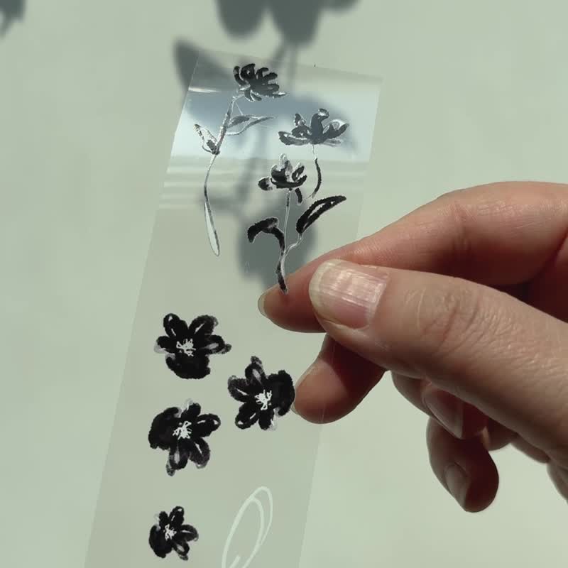 Ink PET Tape 4cm x 10M (UV 印刷，白墨 + 离型纸) - 纸胶带 - 塑料 黑色