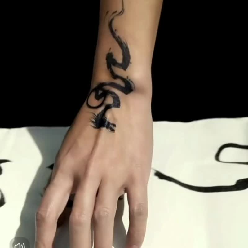 港澳台包邮发3张【锦龙望月】和真的一样植物草本纹身刺青贴 - 纹身贴 - 纸 多色