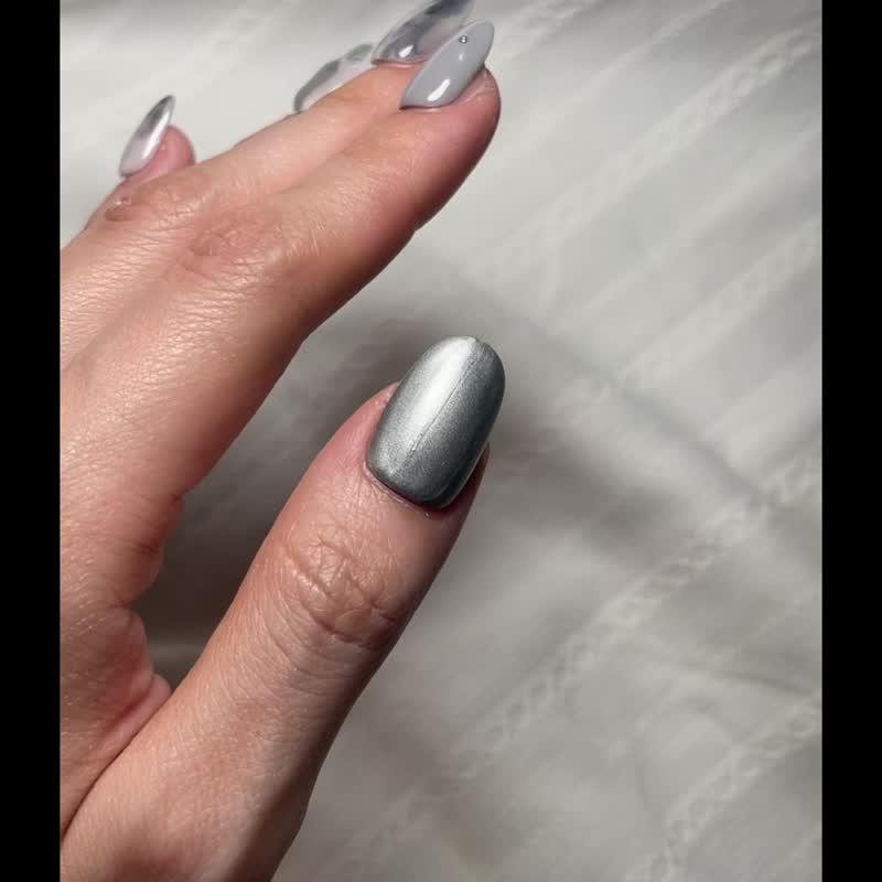 【订制】NO.010 银流 | 手工穿戴甲 - 指甲油/指甲贴 - 其他材质 银色