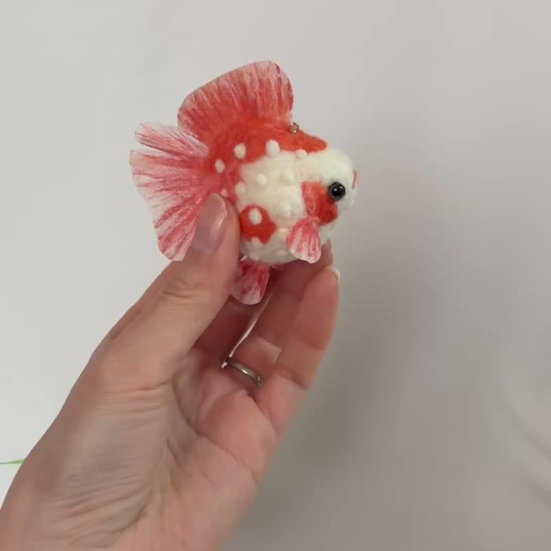 摇曳的羊毛金鱼 -更纱乒乓珍珠鳞- - 玩偶/公仔 - 羊毛 橘色