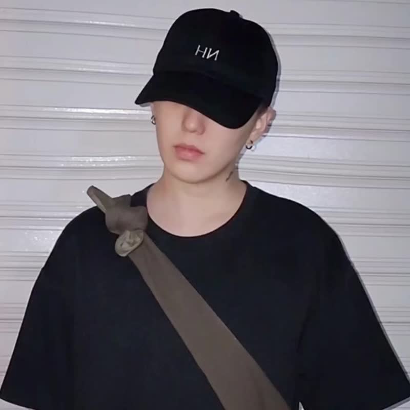 Pull String Baseball Cap 重磅黑丹宁拉绳调节棒球帽 - 帽子 - 棉 黑色