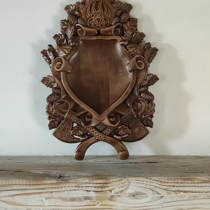 Plaque carved board for trophies, Antler Plaques, hunters gifts, Wooden Carved - 墙贴/壁贴 - 木头 咖啡色