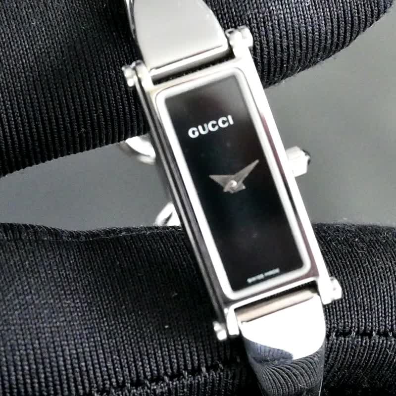 日本直邮 GUCCI 1500L 女士手表石英 12 毫米黑/银古董风帆复古手风帆 - 女表 - 不锈钢 黑色