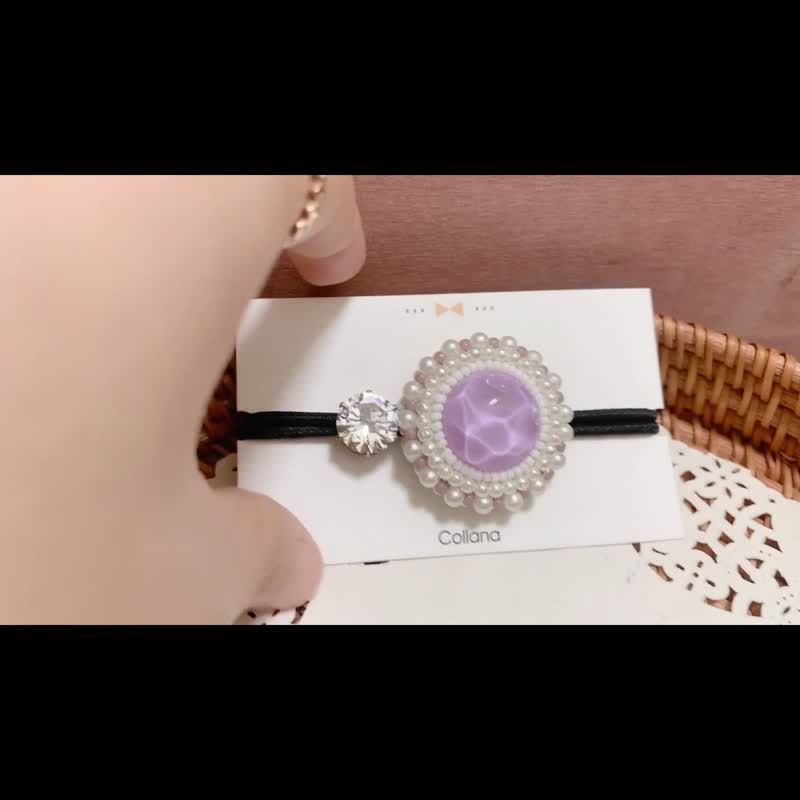 雪白透亮 珠绣发饰 - 发饰 - 绣线 白色