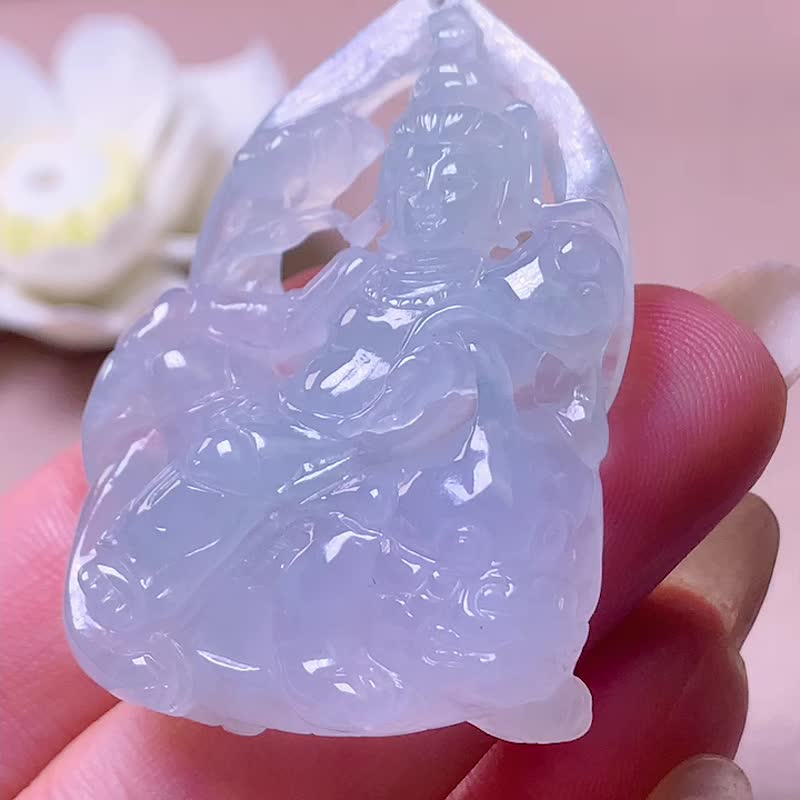 冰种翡翠文殊师利菩萨| 天然A货翡翠 | 送礼 - 吊饰 - 玉石 透明