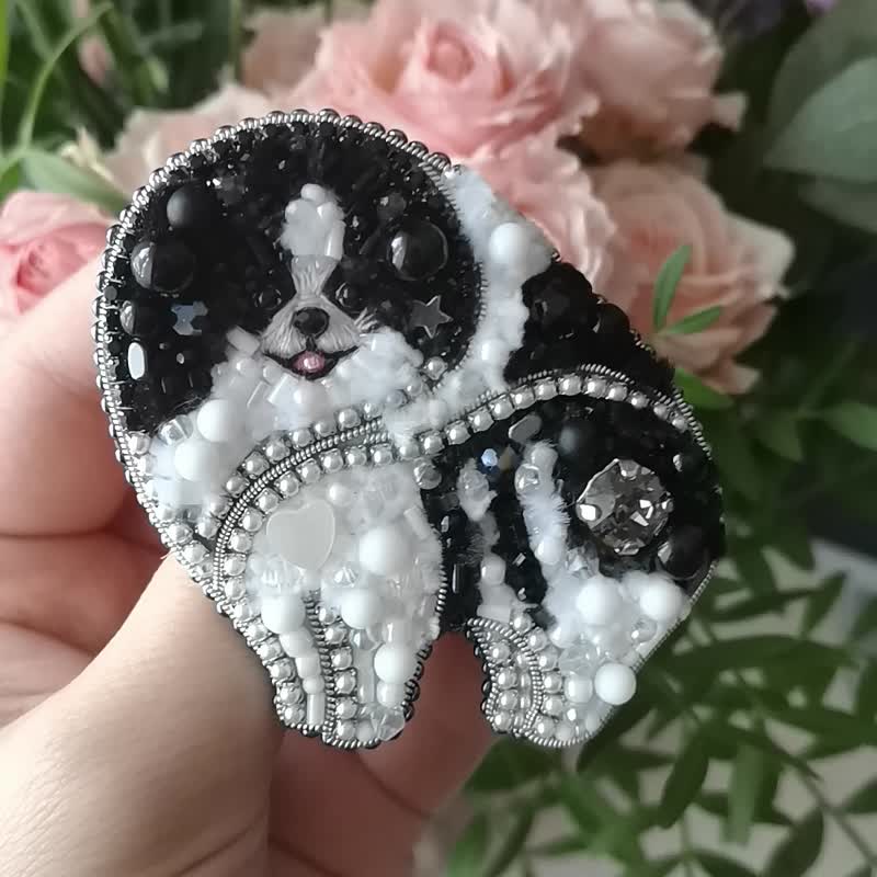 博美犬parti彩色饰品，博美犬胸针，狗饰品，博美犬别针， - 胸针 - 玻璃 